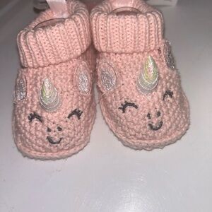 Pink Unicorn Knit newborn Slippers